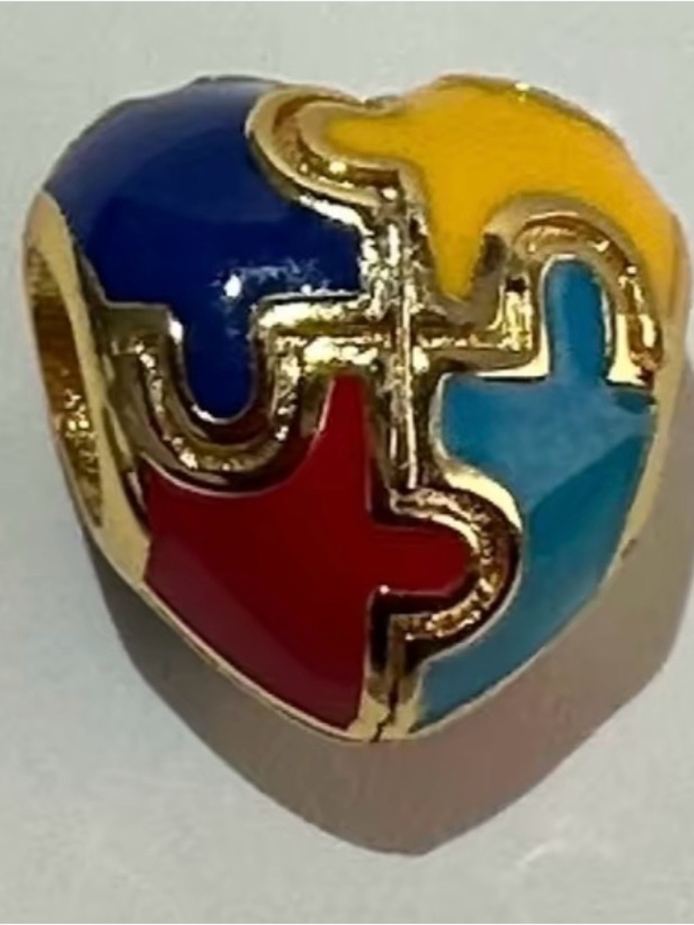 Multicolor Puzzle Heart Enamel . 925 sterling silver Charm - Women Jewelry